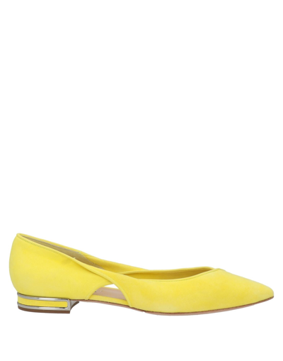 Shop Casadei Woman Ballet Flats Yellow Size 7 Soft Leather