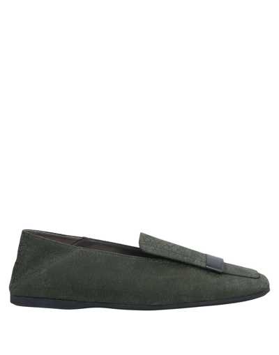 Shop Sergio Rossi Man Loafers Military Green Size 7 Soft Leather