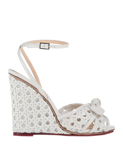 Shop Charlotte Olympia Woman Sandals White Size 6.5 Soft Leather, Textile Fibers