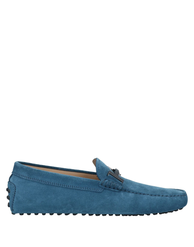 Shop Tod's Man Loafers Slate Blue Size 9 Soft Leather