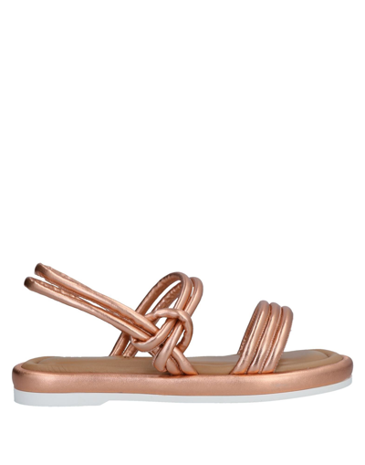 Shop Paola Ferri Woman Sandals Copper Size 7 Soft Leather In Orange