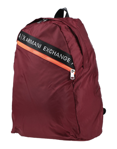 Shop Armani Exchange Backpacks In Maroon