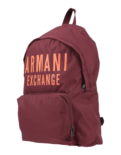 Shop Armani Exchange Backpacks In Maroon