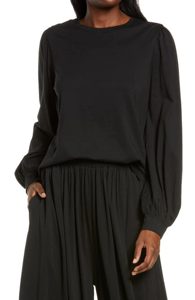 Shop Lunya Long Sleeve Organic Pima Cotton T-shirt In Immersed Black