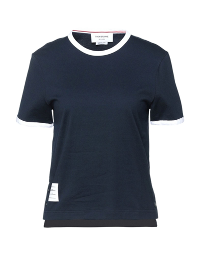 Shop Thom Browne Woman T-shirt Blue Size 4 Cotton