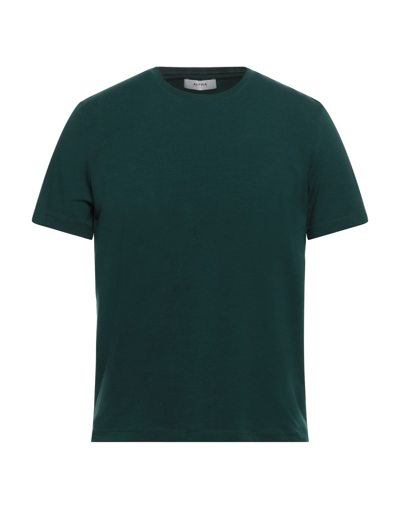Shop Alpha Studio Man T-shirt Dark Green Size 46 Cotton, Elastane