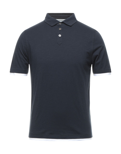 Shop Alpha Studio Man Polo Shirt Midnight Blue Size 36 Cotton