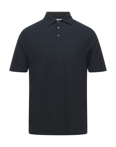 Shop Alpha Studio Man Polo Shirt Midnight Blue Size 42 Cotton, Elastane