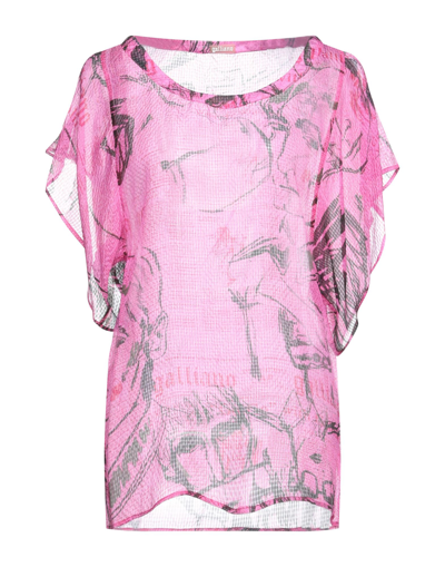 Shop Galliano Woman Top Fuchsia Size 6 Silk In Pink