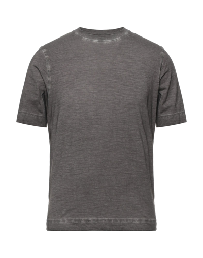 Shop Alpha Studio Man T-shirt Dark Brown Size 44 Cotton