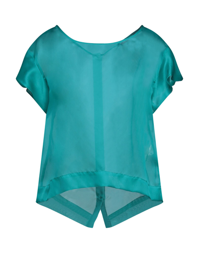 Shop Altea Woman Top Turquoise Size 8 Silk In Blue
