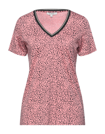 Shop Garcia Woman T-shirt Pastel Pink Size M Cotton, Modal