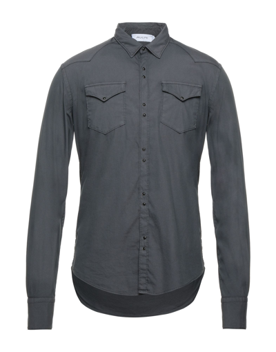 Shop Aglini Man Shirt Steel Grey Size 15 ½ Cotton, Polyamide, Elastane