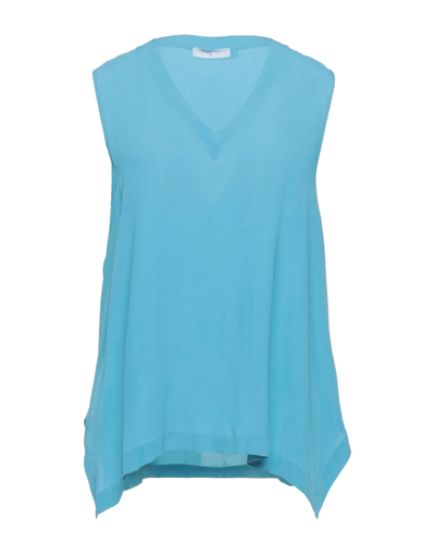 Shop Beatrice B Beatrice .b Woman Top Turquoise Size 4 Acetate, Silk In Blue