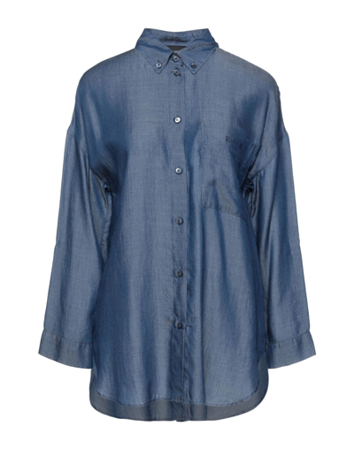 Shop Emporio Armani Woman Shirt Midnight Blue Size 10 Lyocell