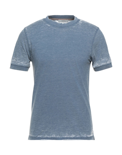 Shop Alpha Studio T-shirts In Slate Blue
