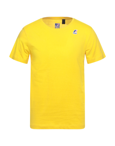 Shop K-way Man T-shirt Yellow Size Xxl Cotton