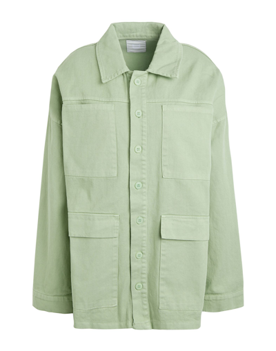 Shop 8 By Yoox Unisex Cotton Oversize Jacket Shirt Light Green Size Xl Cotton