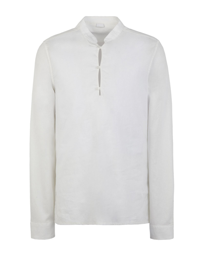 Shop 8 By Yoox Linen-cotton Korean Collar L/sleeve Shirt Man Shirt White Size Xl Linen, Cotton