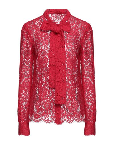 Shop Dolce & Gabbana Woman Shirt Red Size 4 Cotton, Viscose, Polyamide