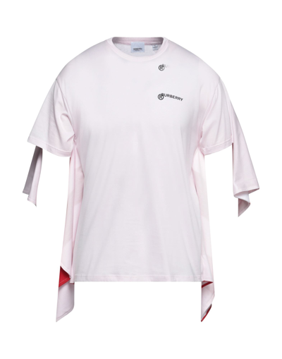 Shop Burberry Man T-shirt Pink Size Xs Cotton, Elastane
