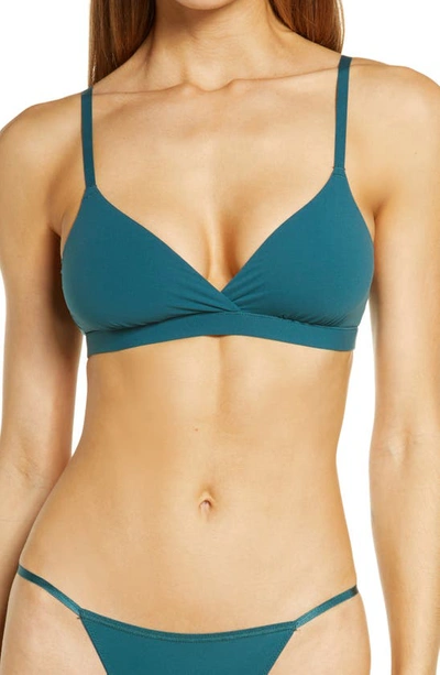 Shop Skims Fits Everybody Crossover Bralette In Teal