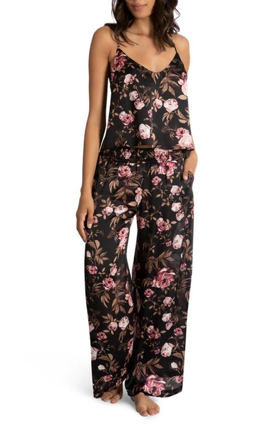 Shop Midnight Bakery Cami Floral Print Pajamas In Rosey Date/ Black
