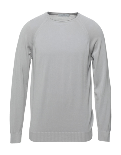 Shop Alpha Studio Man Sweater Grey Size 42 Cotton