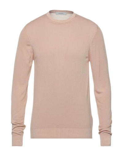 Shop Alpha Studio Man Sweater Beige Size 40 Modal, Cashmere