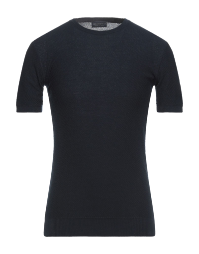 Shop Luca Bertelli Man Sweater Midnight Blue Size M Cotton In Dark Blue