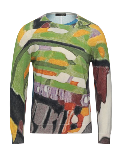 Shop +39 Masq Man Sweater Acid Green Size Xxl Cotton