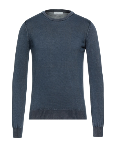 Shop Alpha Studio Man Sweater Pastel Blue Size 42 Cotton