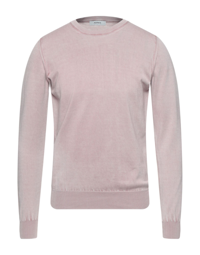 Shop Alpha Studio Man Sweater Pink Size 36 Cotton