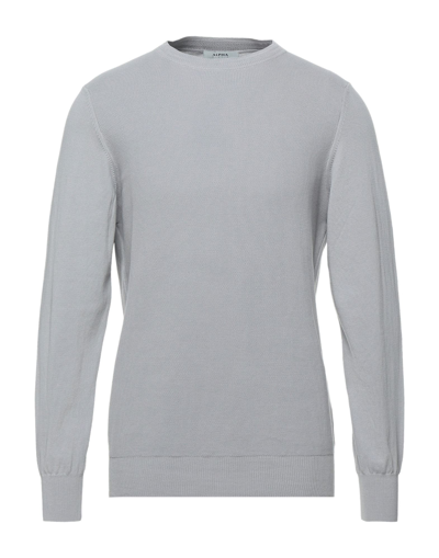 Shop Alpha Studio Man Sweater Light Grey Size Xxl Cotton