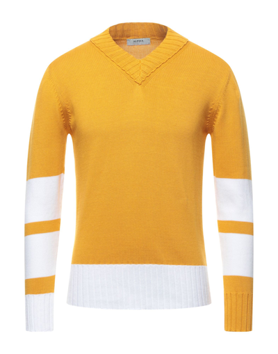 Shop Alpha Studio Man Sweater Ocher Size 40 Cotton In Yellow
