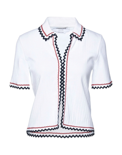 Shop Thom Browne Woman Cardigan White Size 4 Cotton