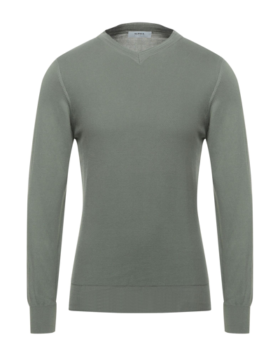Shop Alpha Studio Man Sweater Military Green Size Xl Cotton