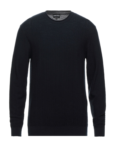 Shop Giorgio Armani Man Sweater Midnight Blue Size 48 Virgin Wool, Polyester