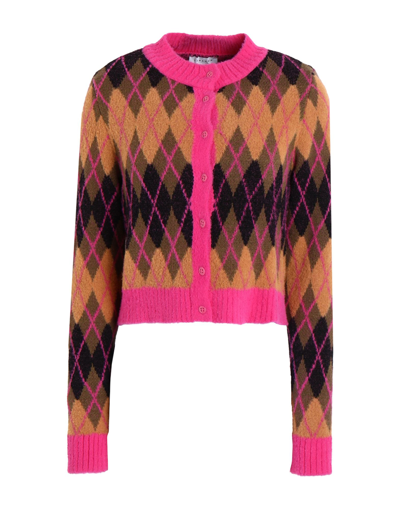 Shop Topshop Woman Cardigan Fuchsia Size S Polyamide, Viscose, Cotton, Acrylic, Polyester In Pink
