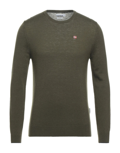 Shop Napapijri Man Sweater Military Green Size Xxl Wool