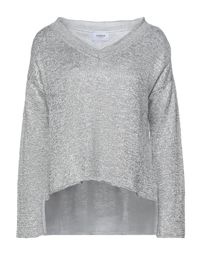 Shop Dondup Woman Sweater Silver Size 4 Viscose, Metallic Polyester, Polyester, Polyamide