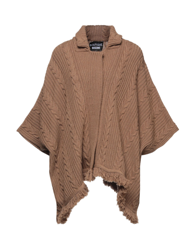 Shop Boutique Moschino Woman Cardigan Camel Size 12 Polyamide, Viscose, Wool, Cashmere In Beige