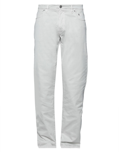 Shop Siviglia White Man Pants Light Grey Size 38 Cotton, Elastane