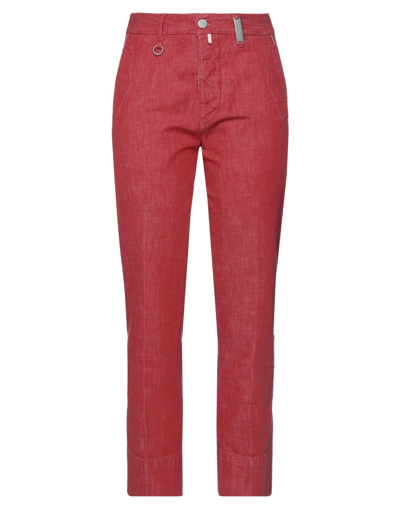 Shop High Woman Jeans Red Size 10 Cotton
