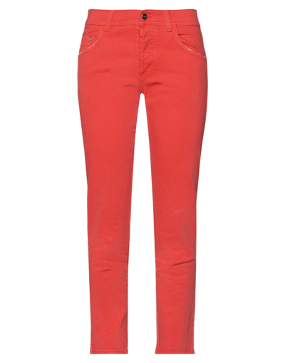 Shop Iceberg Woman Jeans Coral Size 25 Cotton, Elastane In Red