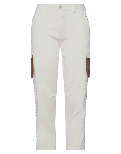 Shop Mason's Woman Cropped Pants Ivory Size 4 Lyocell, Cotton, Elastane In White