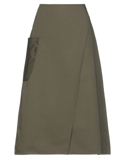 Shop Babel Woman Midi Skirt Military Green Size M Cotton