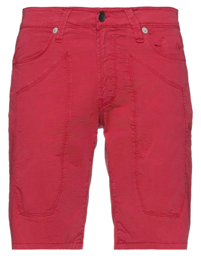 Shop Jeckerson Man Shorts & Bermuda Shorts Red Size 28 Cotton, Elastane