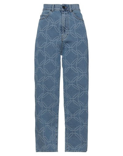 Shop Ind Milano Woman Pants Blue Size 28 Cotton, Polyester, Elastane
