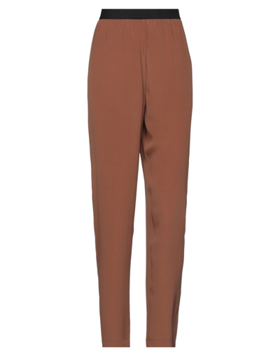 Shop Pierantonio Gaspari Woman Pants Brown Size 12 Acetate, Silk